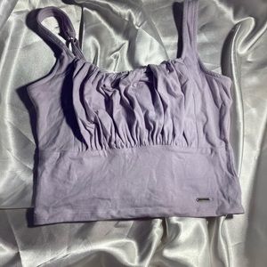 light purple cropped hollister tank top
